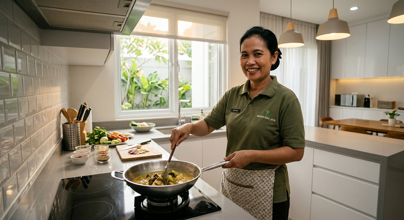 Pembantu memasak di dapur